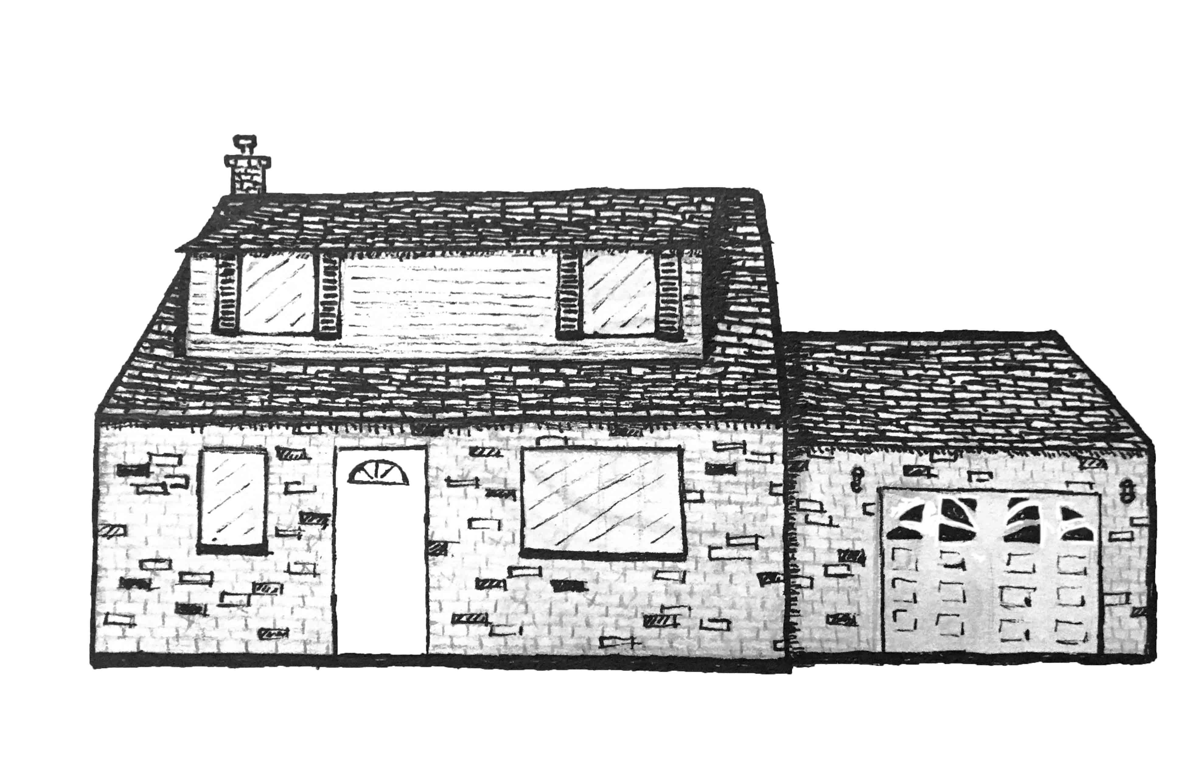 Detailed drawing of house for pocket
