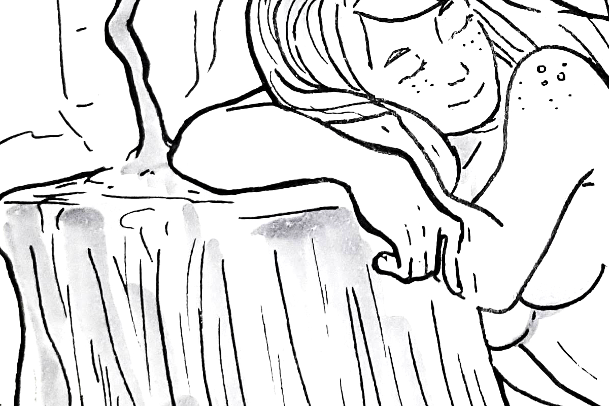 Zoom in of an ink drawing