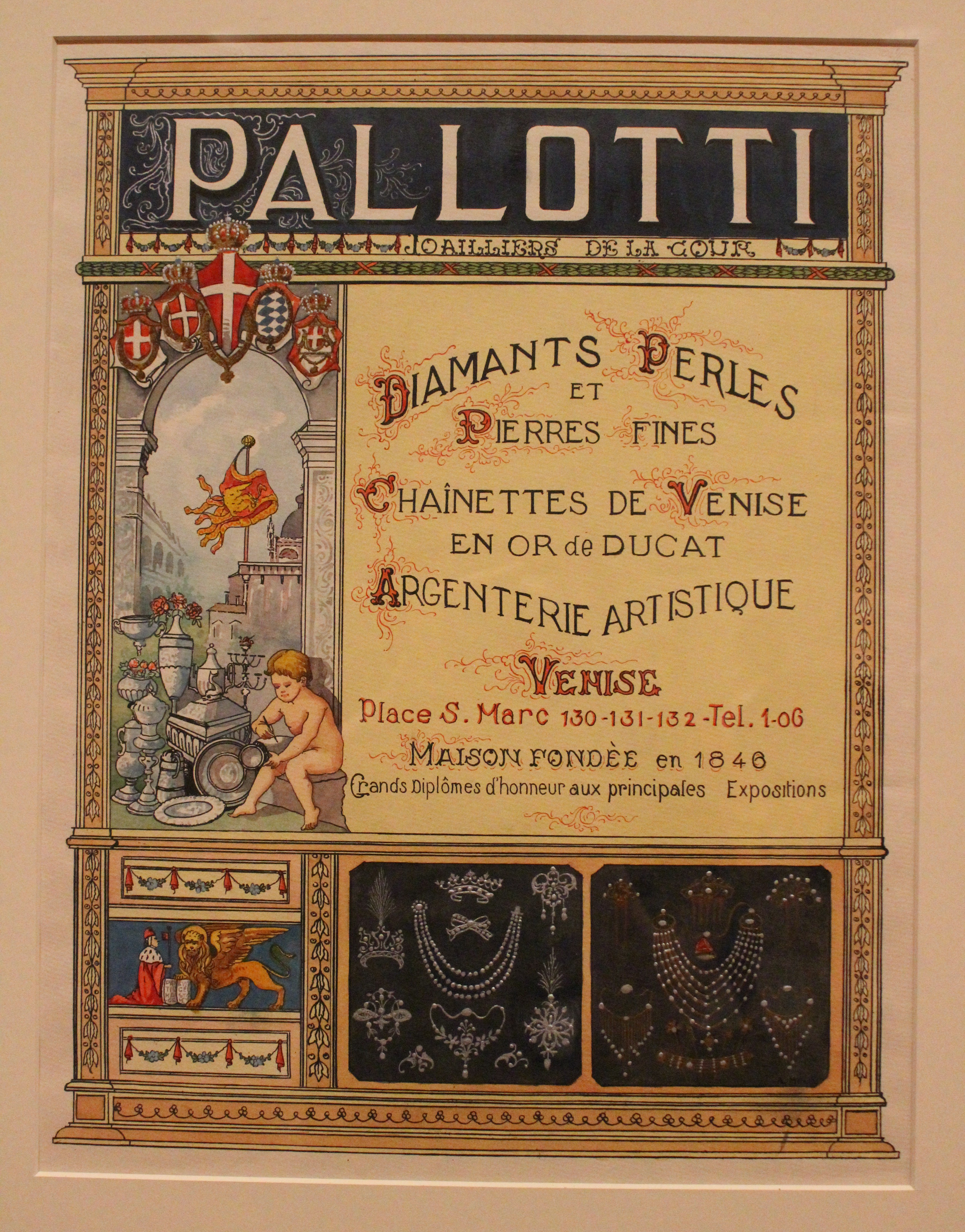 A. Melo,Design for a Poster or Advertisement for the Venetian Jeweler Pallotti, 1900–1920