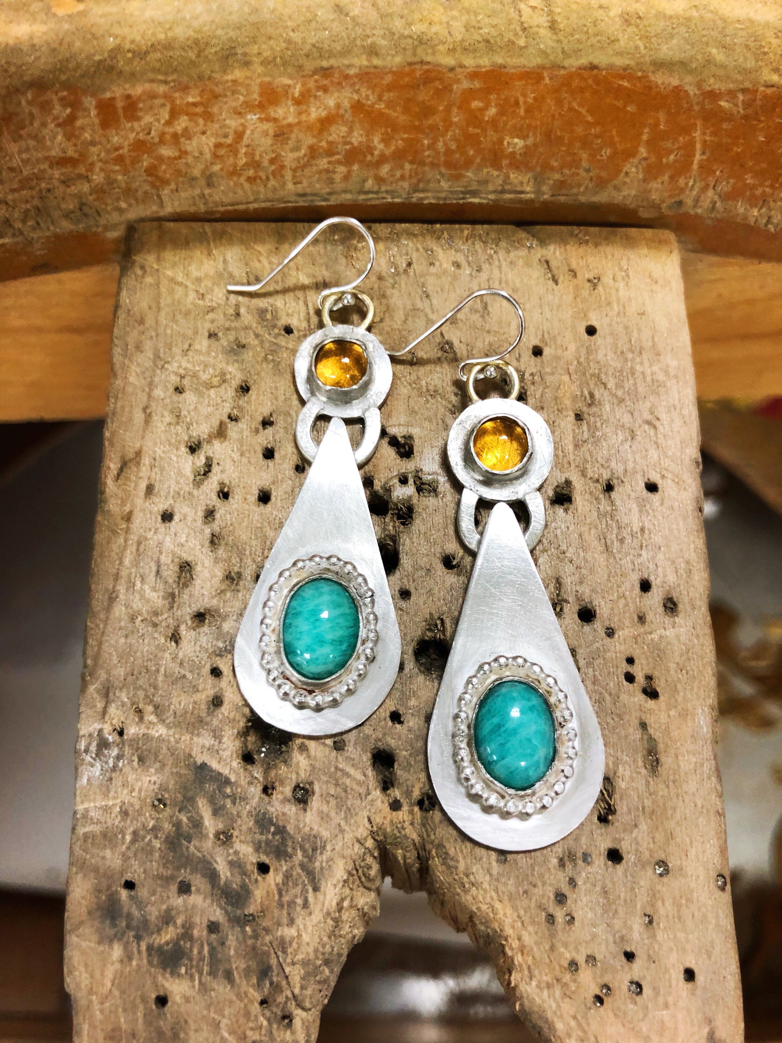 Sibio, Citrine/Amazonite Earrings