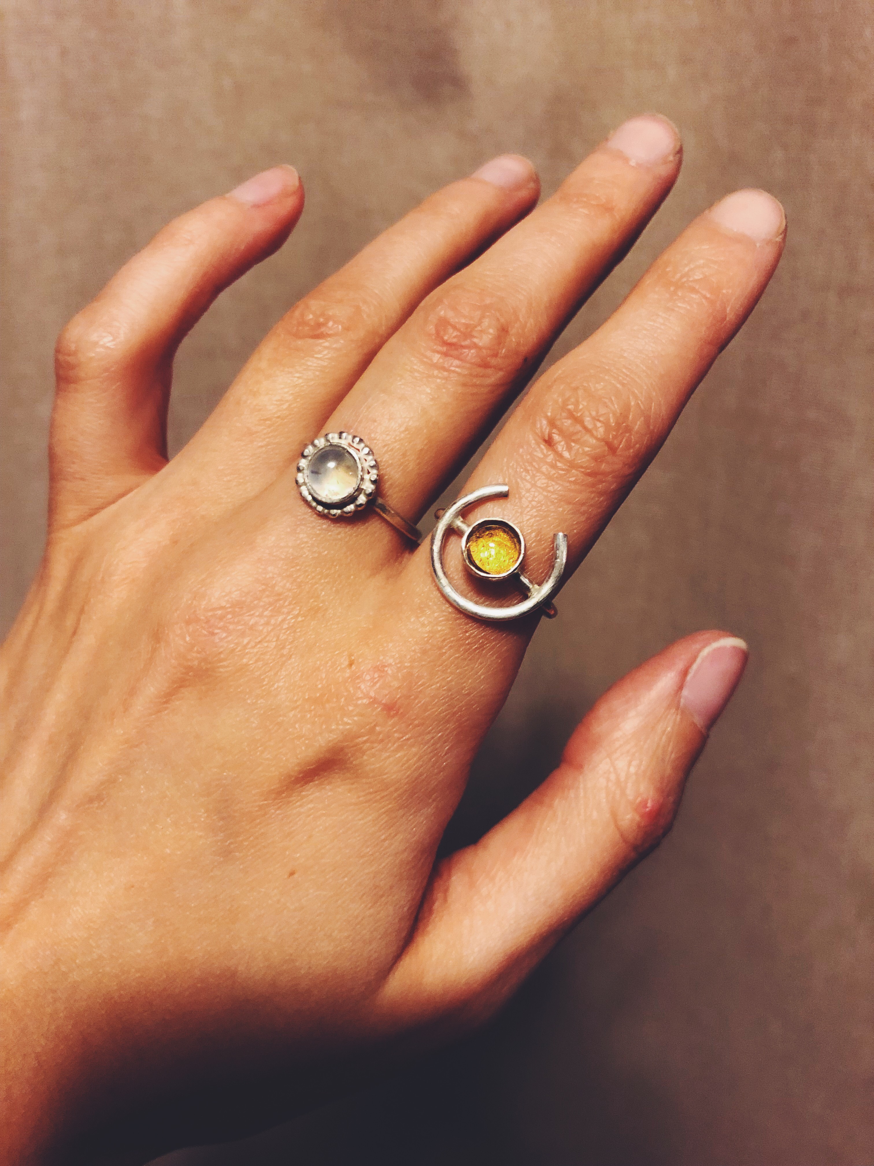 Sibio, Citrine and Moonstone Rings