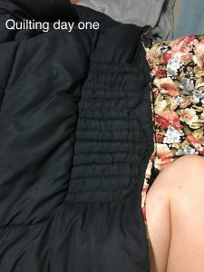 quilt snapshot of first day of hand sewing a quilt