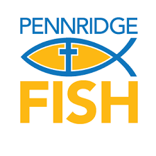 Pennridge Fish logo. fish with cross in middle