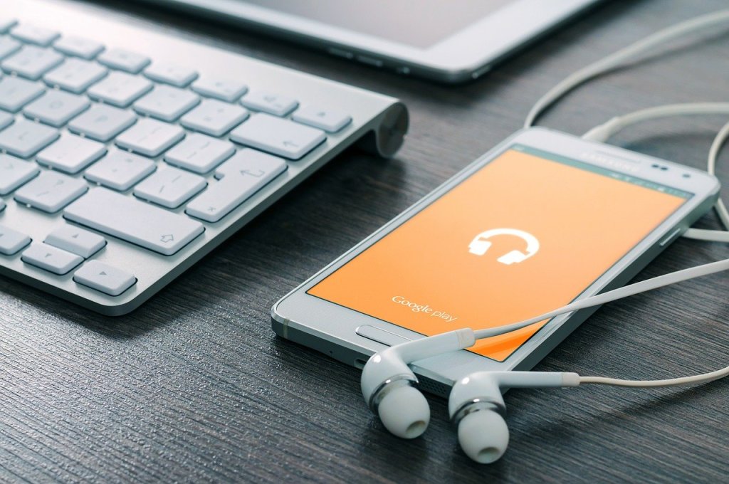 Phone Playing Music Through Headphones