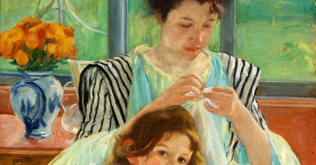 Mary Cassatt, Young Mother Sewing, 1900