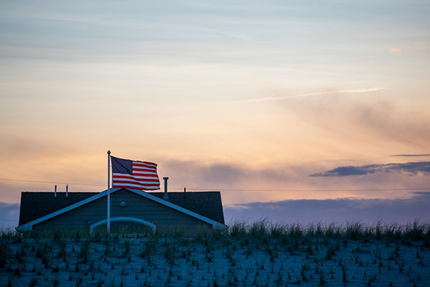 American Flag Sunset HDR
