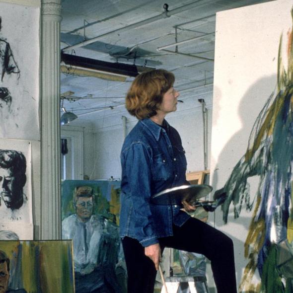 Elaine de Kooning in her studio