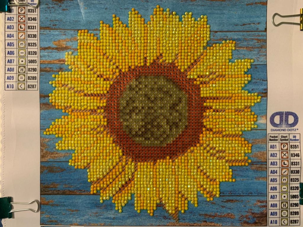 Sunflower Diamond Art Final Progress