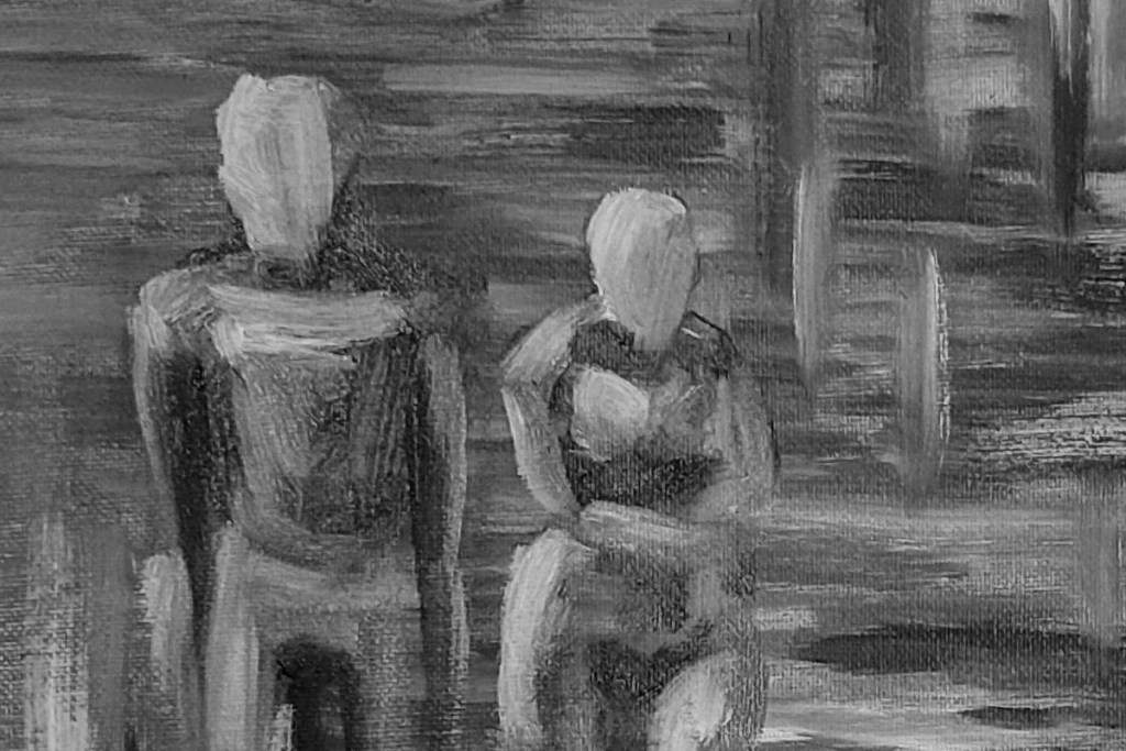 Tumnus Moran Underpainting Green figures in Cave Featured