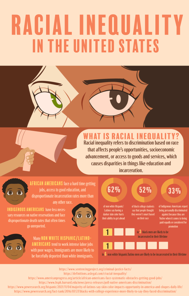 An infographic made regarding Racial Inequality in the United States 