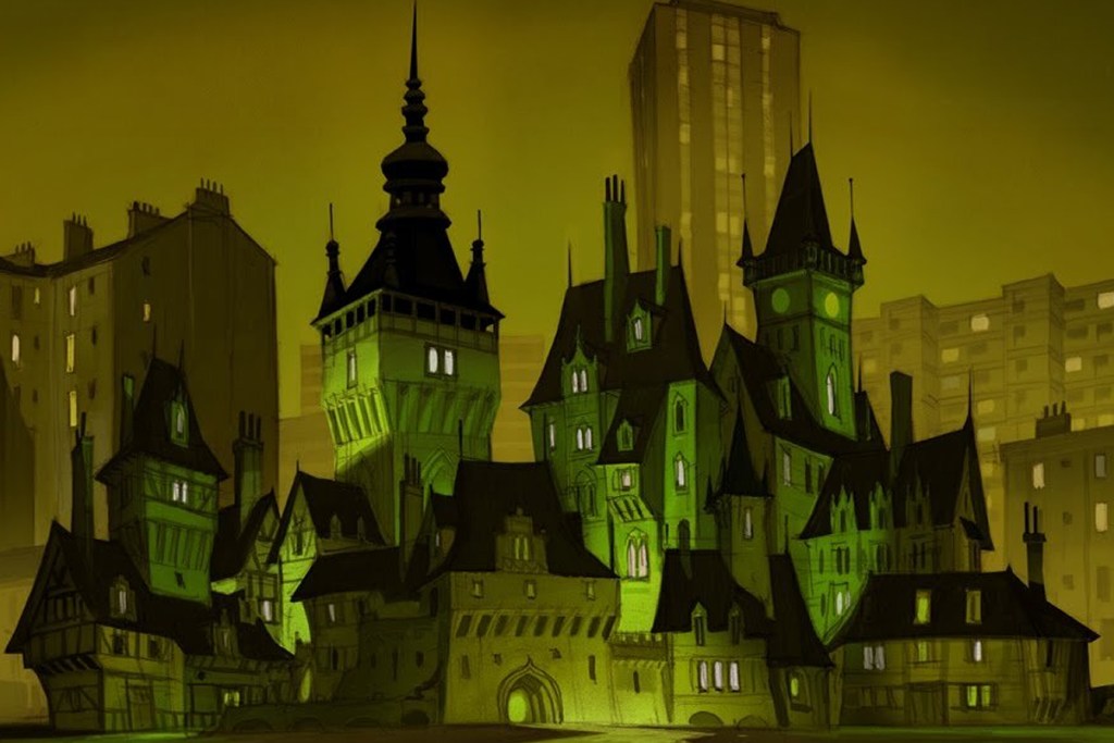 Concept art from "Hotel Transylvania," depicting Dracula's castle.