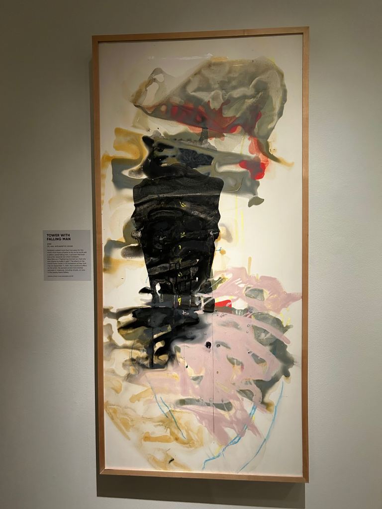 "Tower with Falling Man", Oil, wax, and pastel on canvas, c. 2005