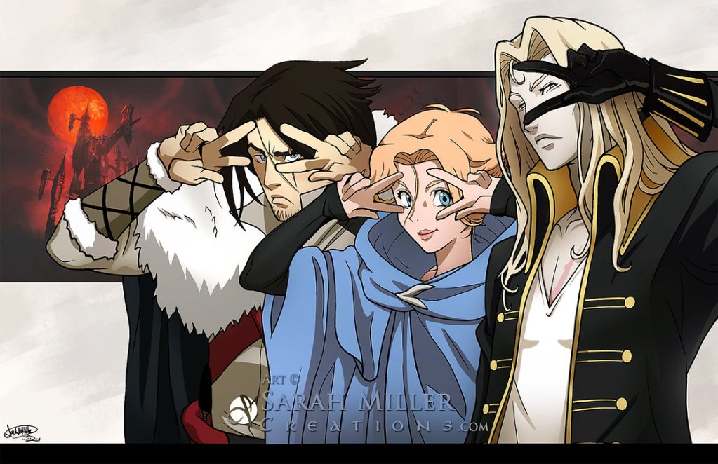 Fanart of Castlevania created by Sarah Miller featuring the main cast of characters.