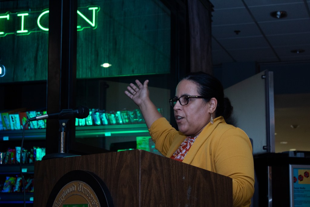 Woman talking expressively with his hands