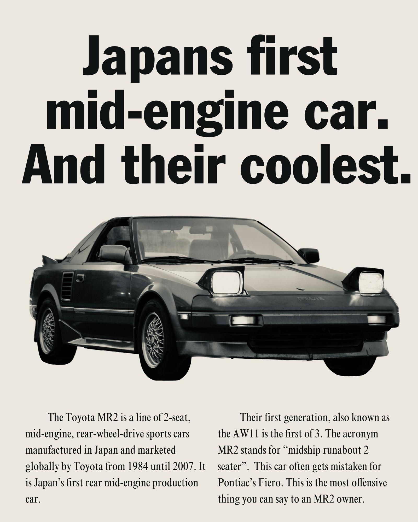 Poster design of car inspired by old Porsche ads