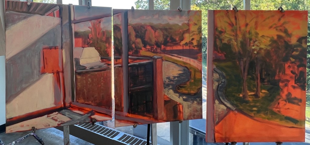 all three paintings next to each other
