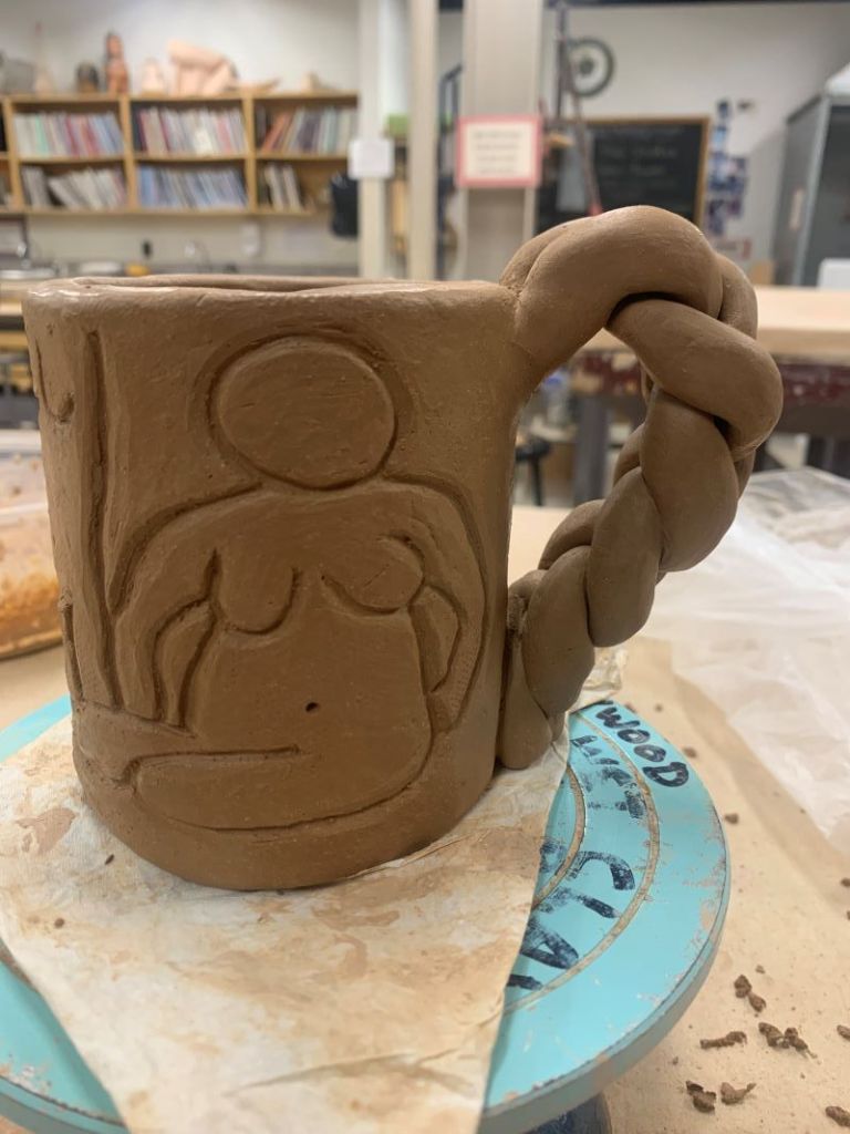 Back side of ceramic mug