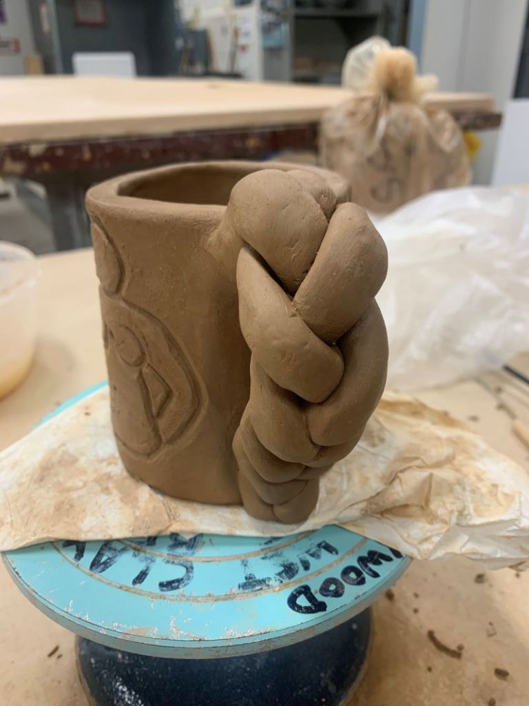 Side view of ceramic mug