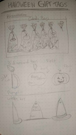 Sketches of halloween gift tags