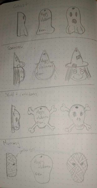 Sketches of halloween gift tags