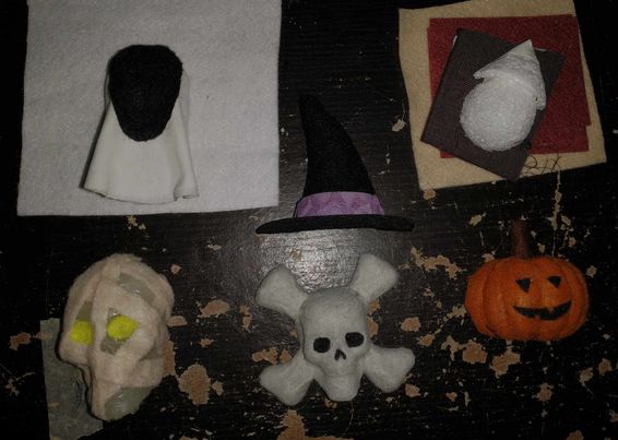 Progress photo of the halloween designs