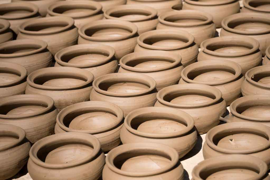 brown ceramic pots