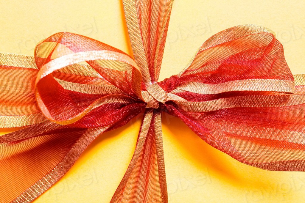 Orange ribbon gift box photo