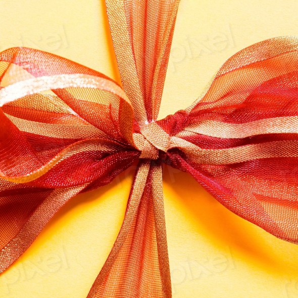 Orange ribbon gift box photo