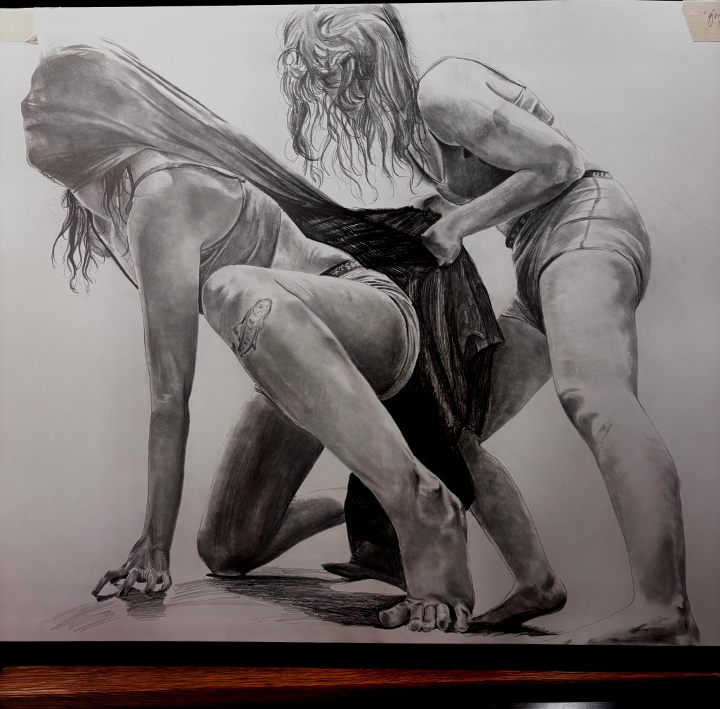 Surrealist self-portrait pencil drawing 2/3