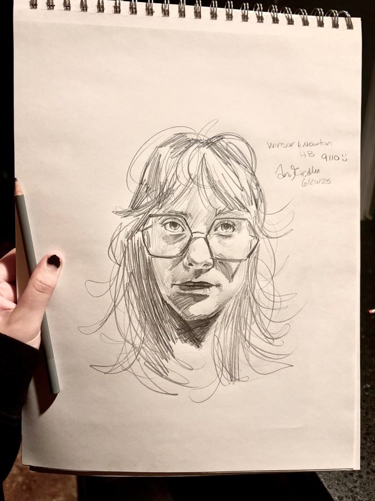 Portrait sketch done with a Winsor & Newton HB pencil