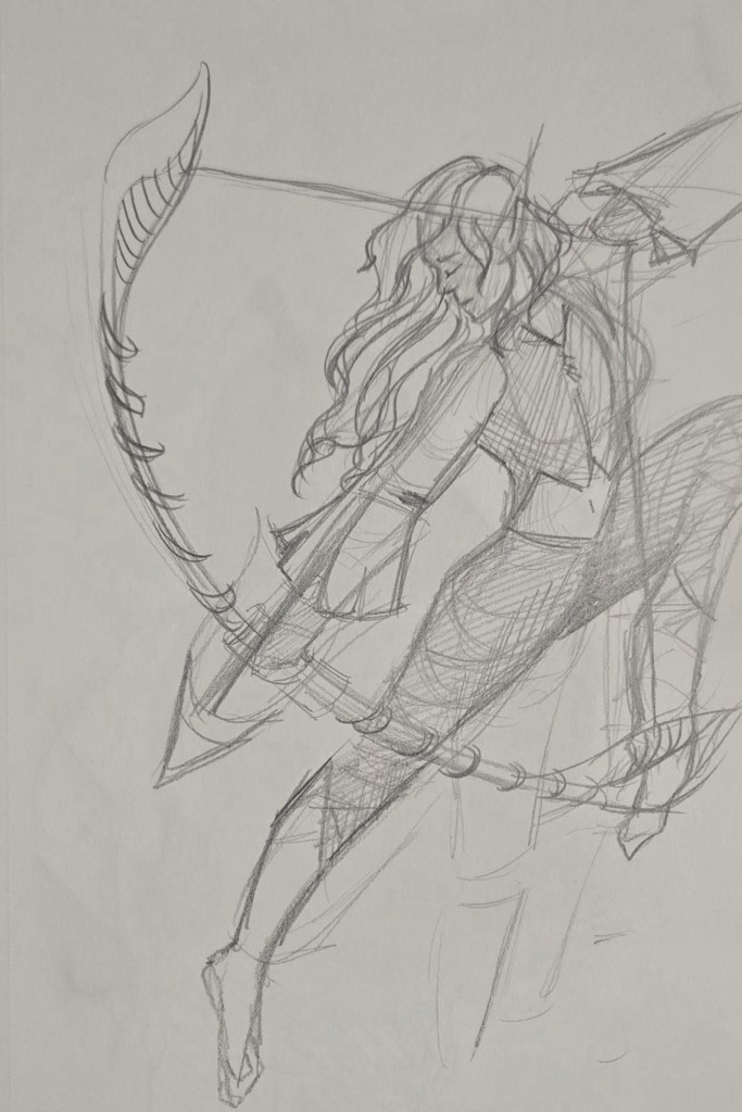 Archer Leaping with Her Bow