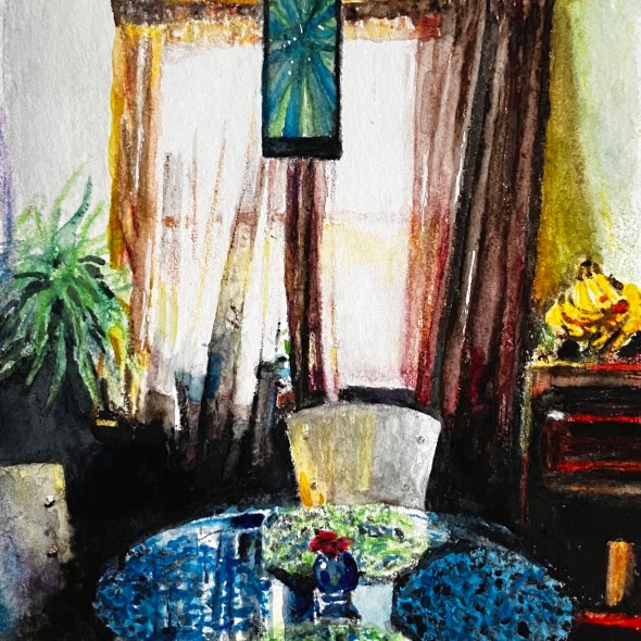 Image of my childhood kitchen, made with watercolor